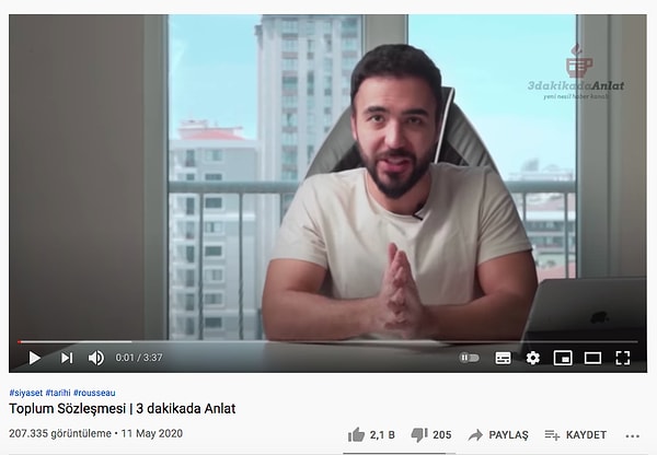 "3 dakikada anlat" isimli YouTube kanalının "Toplum Sözleşmesi" isimli videosuna  sınavdan 4 gün önce yapılan yorum sosyal medyayı çalkaladı.