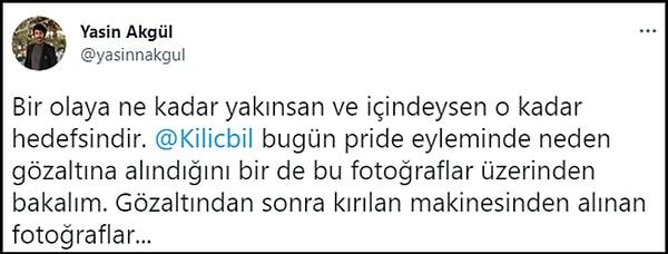 Kılıç'ın gözaltına alınmadan hemen önce çektiği fotoğrafları ise bir başka foto muhabir Yasin Akgül paylaştı. 👇