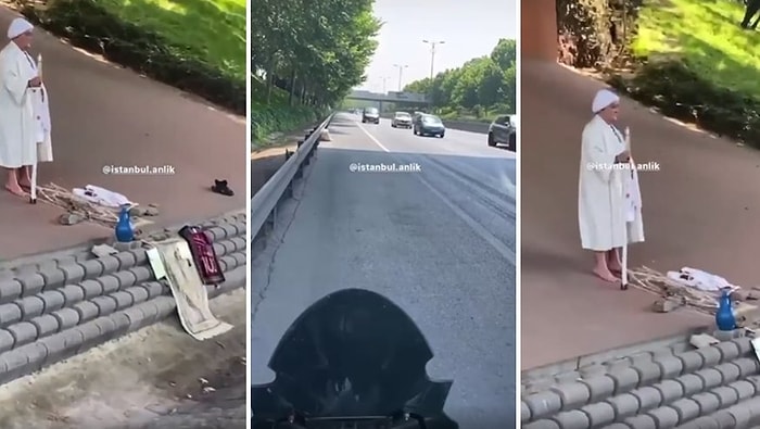 İstanbul'da E-5 Otoyolunda Köprü Altında Öylece Duran 'Ak Sakalsız' Dede