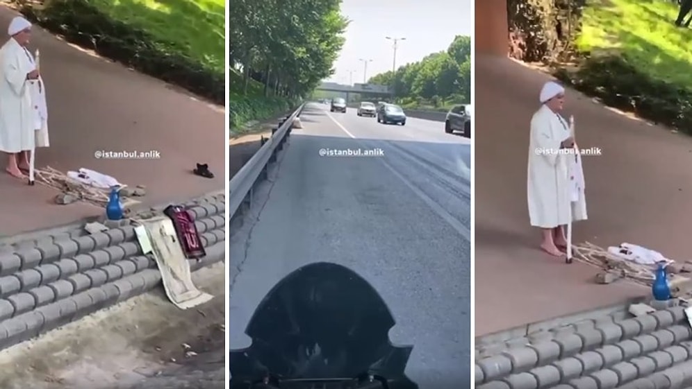 İstanbul'da E-5 Otoyolunda Köprü Altında Öylece Duran 'Ak Sakalsız' Dede