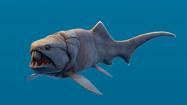 8. Dunkleosteus Terrelli. Zırhlı kafası, 10 metre uzunluğu ve 5.000 newton güç uygulayabildiği çenesiyle denizde yüzerken bacaklarınızın denk gelmek istemeyeceği türde bir balıkçık.