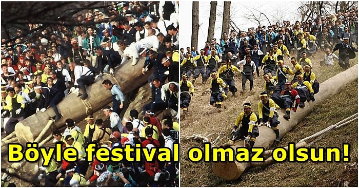 Ölenler ve Yaralananlar Var! Japonya'da 1200 Yıldır Süren 'Kütük Üzerinde Kayma' Festivali: Onbashira