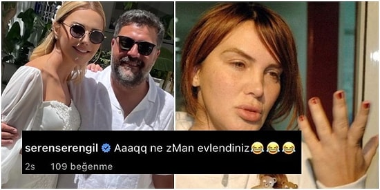 Ece Erken'in Evlilik Fotoğrafına Seren Serengil'in Yanlışlıkla Yazdığı Yorum Kahkaha Attırdı