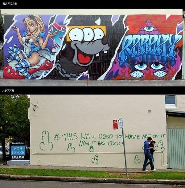 10. Стена до и после того как была закрашена: