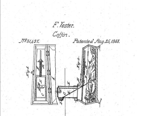 1868 yılında Franz Vester isimli bir adam 'Geliştirilmiş Defnetme Kutusu' fikrinin patentini aldı.