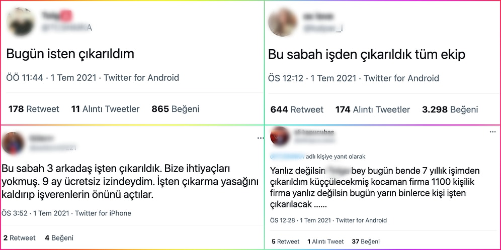 İşten Çıkarma Yasağının Sona Ermesiyle Yaşanan Büyük İşten Çıkarılma Dalgası Sosyal Medyaya da Yansıdı
