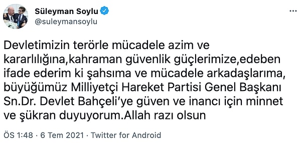 Soylu'nun paylaşımı 📌