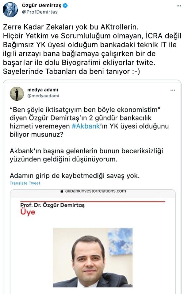 AKP'nin sosyal medya ekibinden bazı isimler, Akbank'ın çökmesi üzerinden Özgür Demirtaş'ı hedef gösterdi.