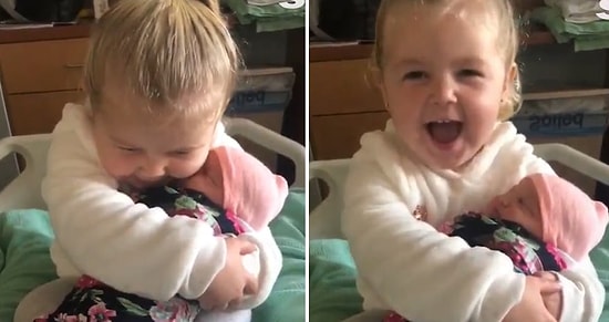 Yeni Doğan Kardeşine Sıkıca Sarılan Ufaklık 'Seni Düşürmeyeceğim, Hiç Bırakmayacağım' Diyerek Söz Veriyor