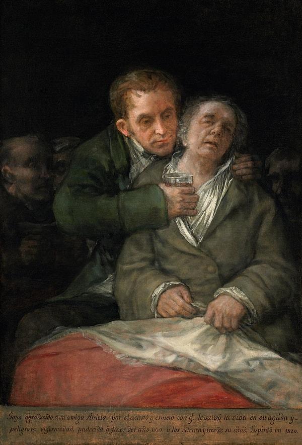 10. Goya, kalp krizi geçirdiğinde onu iyileştiren doktorla kendisini resmetti.
