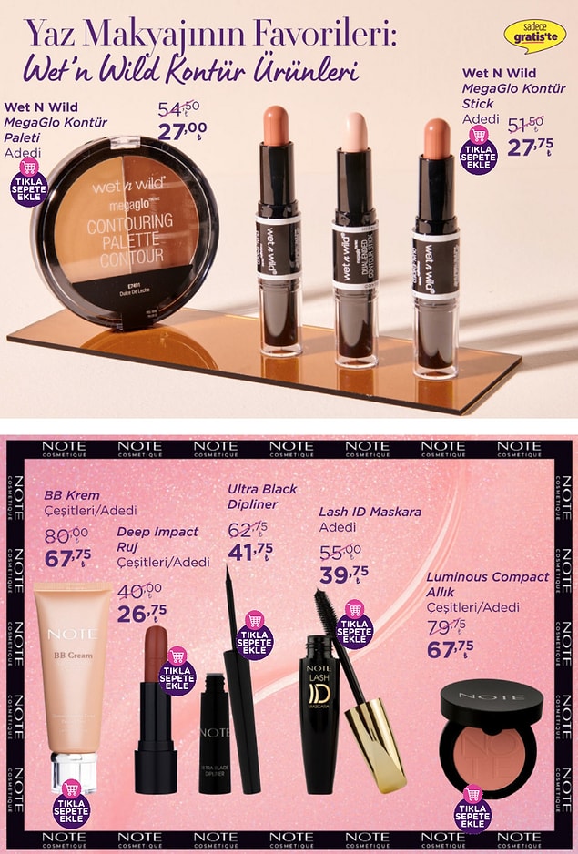 Wet'n Wild Kontür ürünlerinde indirimler olacak.