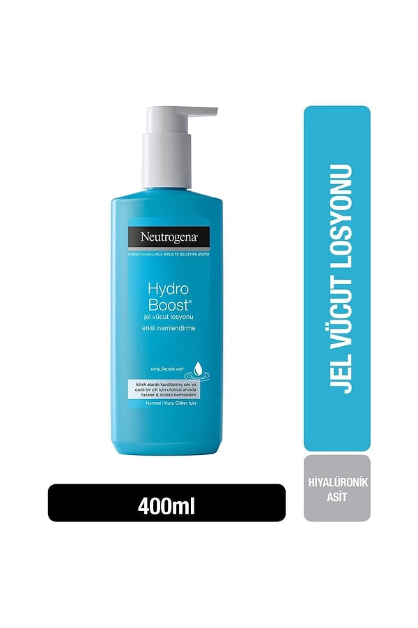 9. Neutrogena Hydro Boost jel formundaki vücut losyonu cildini rahatlatırken nemlendirmek isteyenler için.