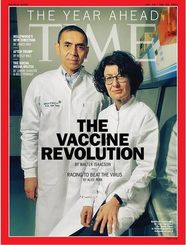 TIME Dergisi'nin kapağında hem Uğur Şahin hem de Özlem Türeci yer alıyordu.