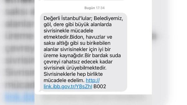 İBB'den sivrisineklere karşı SMS