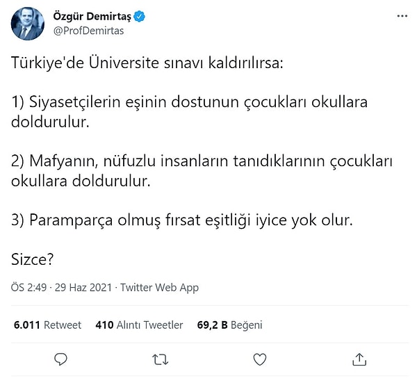 15. Üniversite sınavları kaldırılırsa neler olacağı hakkındaki düşünceleri...