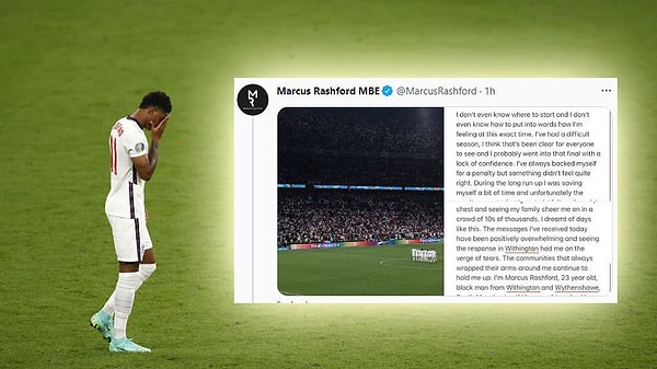 Marcus Rashford ise sosyal medyadan yapılan ırkçı saldırılara tepki gösterdi ve kimliği nedeniyle asla özür dilemeyeceğini söyledi.