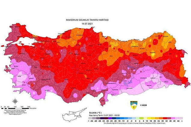 Yarının sıcaklık haritası