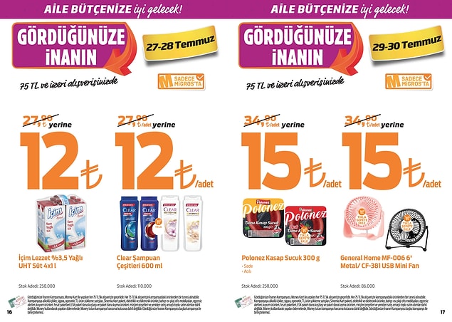 75 TL ve üzeri alışverişlerinizde geçerli indirimlerin devamı;