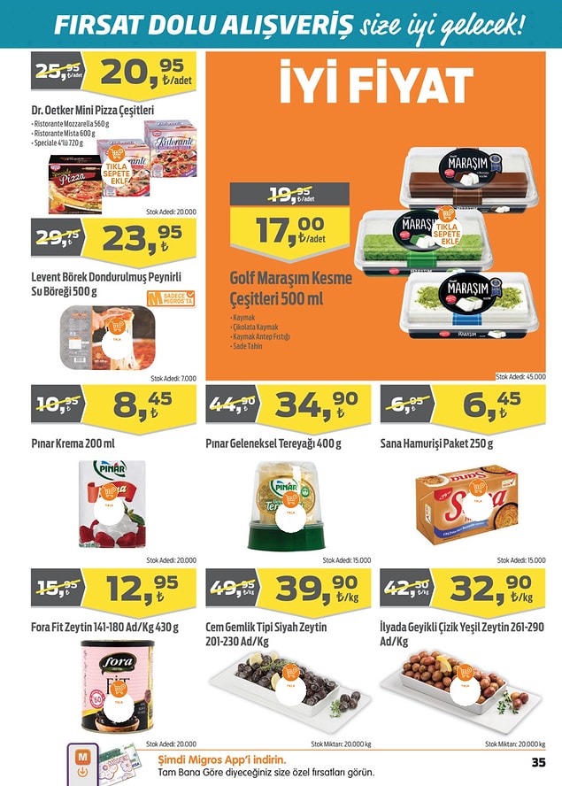 Pınar Geleneksel Tereyağı (400g) 34,90 TL.