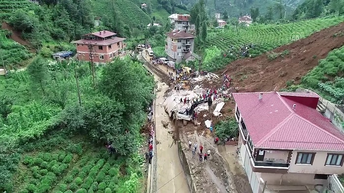 Rize'deki Afet Bölgesi Havadan Görüntülendi