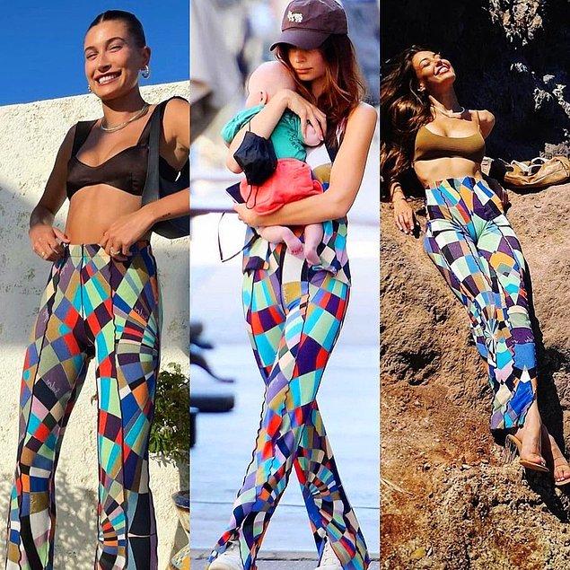 4. Dilan Çiçek Deniz, daha önce Hailey Bieber ve Emily Ratajkowski'nin giydiği Türk marka pantolonla görüntülendi.
