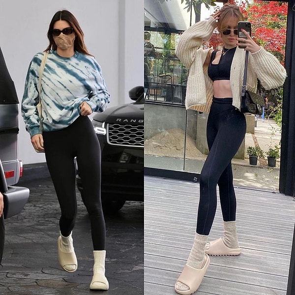 8. Duygu Özaslan ve Kendall Jenner tayt, çorap ve terlik piştisi olmuştu.