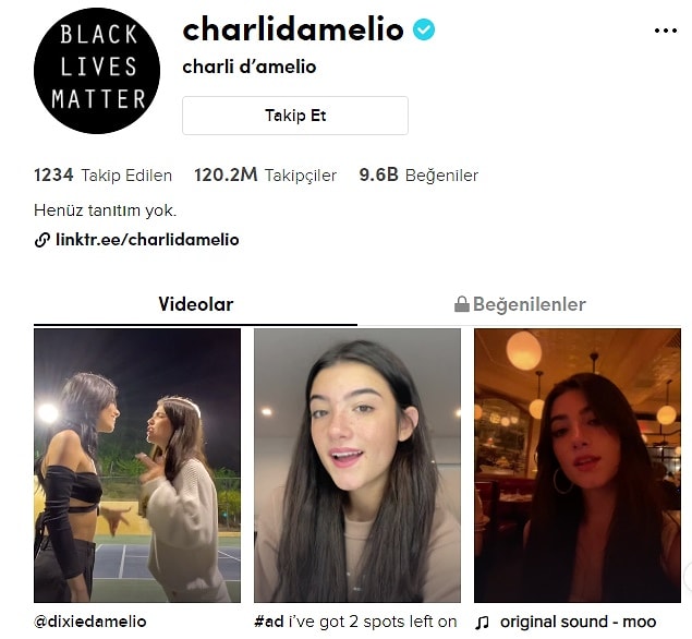 2. TikTok'ta en fazla takipçiye sahip kullanıcının 120.2 milyon takipçisi bulunuyor.
