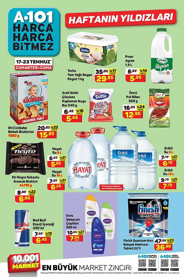 A101'de 17 - 23 Temmuz Torku Tam Yağlı Beyaz Peynir 1 Kg 29,95 TL.