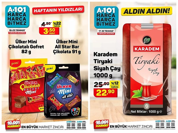 Ülker mini çikolata çeşitleri 3,50 TL.