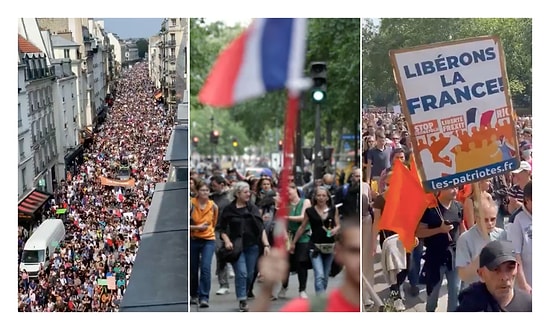 Macron'un Zorunlu Aşı Kararı Sonrası Binlerce İnsan Sokağa Döküldü