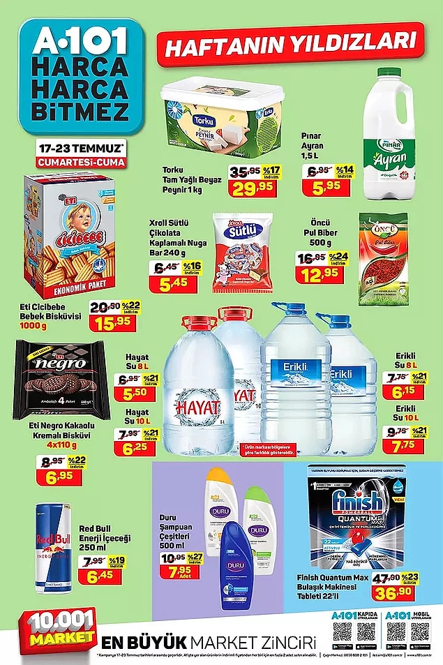 A101'de 17 - 23 Temmuz Torku Tam Yağlı Beyaz Peynir 1 Kg 29,95 TL.