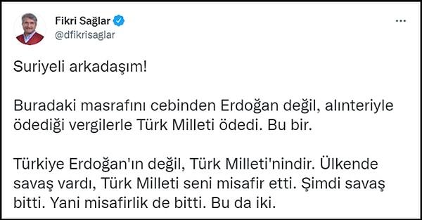 Sosyal demokrat kimliğiyle tanınan eski CHP milletvekili Fikri Sağlar, kısa süre önce Suriyeliler ile ilgili bu paylaşımı yaptı ve bir hayli tepki gördü. 👇