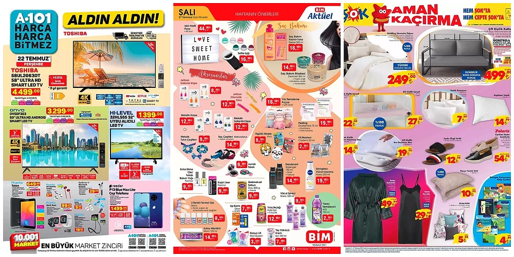 İndirim Günleri Başlıyor: 19 - 25 Temmuz Haftasında A101, BİM ve ŞOK Aktüel Ürünler Listesinde Neler Var?