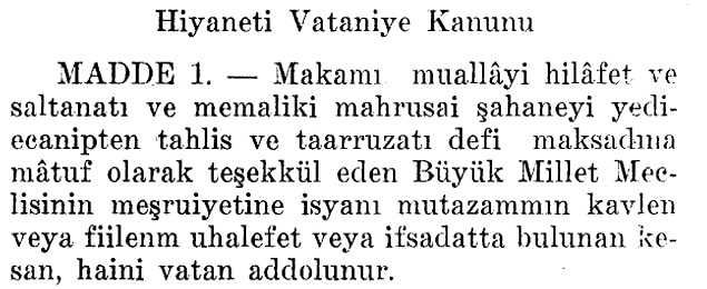 Ve 25 Nisan 1920'de Mehmet Şükrü Bey, Meclis'in otoritesine bütün Osmanlı tebaasının uyması için aşağıdaki önergeyi verir ve Meclis 4 gün sonra bu kanunu kabul eder.