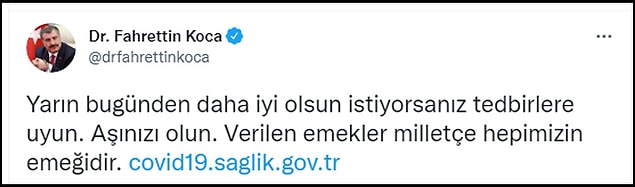 Koca: "Yarın bugünden daha iyi olsun istiyorsanız tedbirlere uyun. Aşınızı olun"