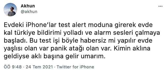 Aniden yapılan test, bazı vatandaşlardan tepki gördü.