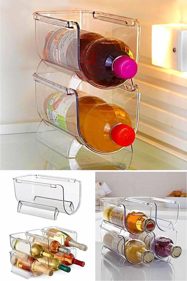 6. Buzdolabınızda düzenli bir görünüm yakalamak için, düzenleyici şişe raflarına göz atabilirsiniz.