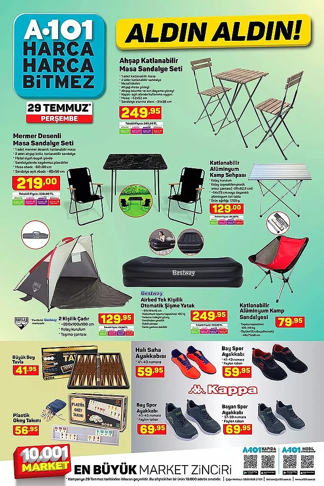 Ahşap Katlanabilir Masa Sandalye Seti 249,95 TL.