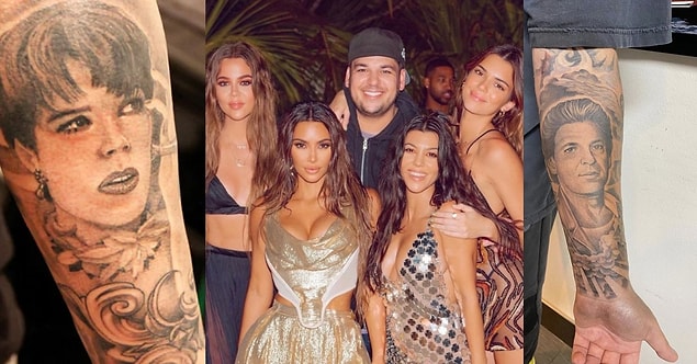 10. Kardashian ailesinin tek erkek çocuğu olan Rob Kardashian da babası Robert ve annesi Kris'in portrelerini kollarına kazıtmış.