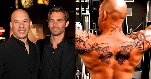 12. 'Hızlı ve Öfkeli' yıldızı Paul Walker'ın ölümü sonrasında set arkadaşı Vin Diesel onun gözlerinin dövmesini yaptırmış.