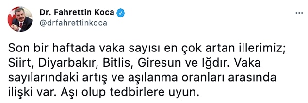 Koca'nın paylaşımı 📌