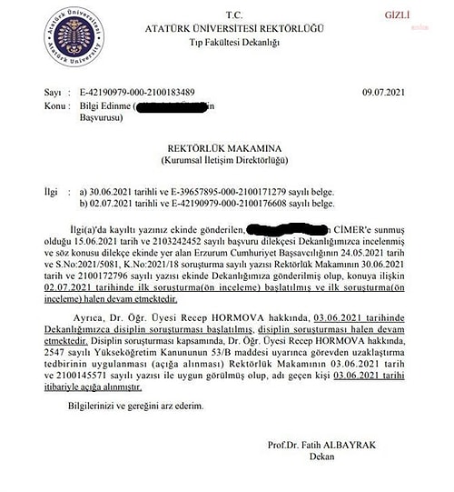 Atatürk Üniversitesi'nde Öğretim Üyeliği Yapan Hormova'nın Doktor Olmadığı Ortaya Çıktı