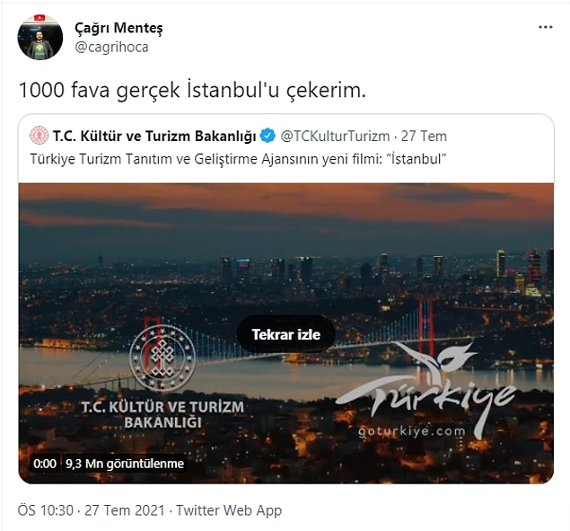 Attığı tweet 1000 favı dakikalar içinde geçerken toplamda da 60 binden fazla fav almıştı Çağrı Menteş'in...