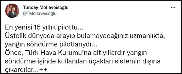 Mollaveisoğlu, THK ile ilgili sözlerini Twitter paylaşımlarında da tekrarladı. 👇