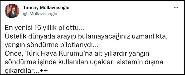 Mollaveisoğlu, THK ile ilgili sözlerini Twitter paylaşımlarında da tekrarladı. 👇