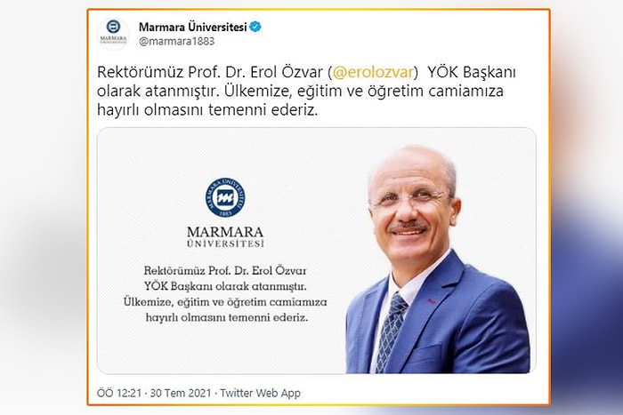 Resmi Gazete'yi Beklemeden Yeni YÖK Başkanını Açıklayan Marmara Üniversitesi, Paylaşımı Sildi