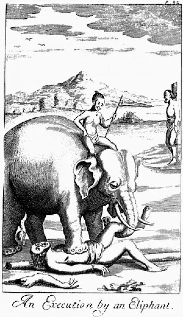 14. Eski Asya'da fil tarafından öldürülmek, oldukça popüler bir infaz şekliydi.