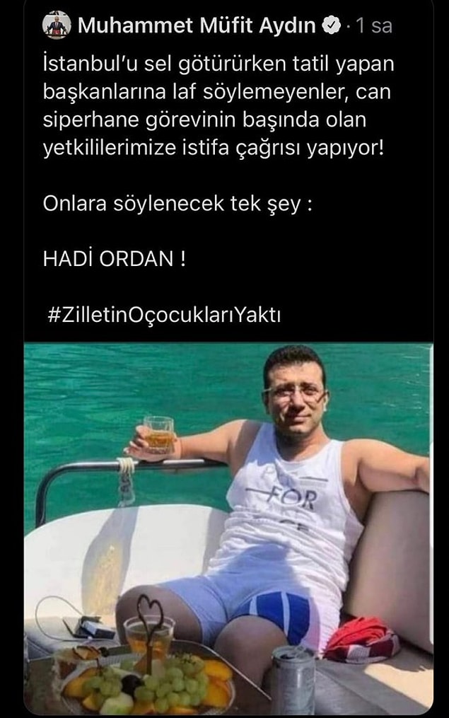 Aydın'ın paylaştığı montajlı fotoğraf ve kullandığı etiket tepki çekti.