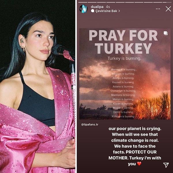 4. Ünlü şarkıcı Dua Lipa'dan Türkiye'ye destek geldi:
