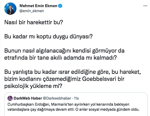 Cumhurbaşkanı Felaket Bölgelerinde Halka Neden Çay Fırlatıyor?